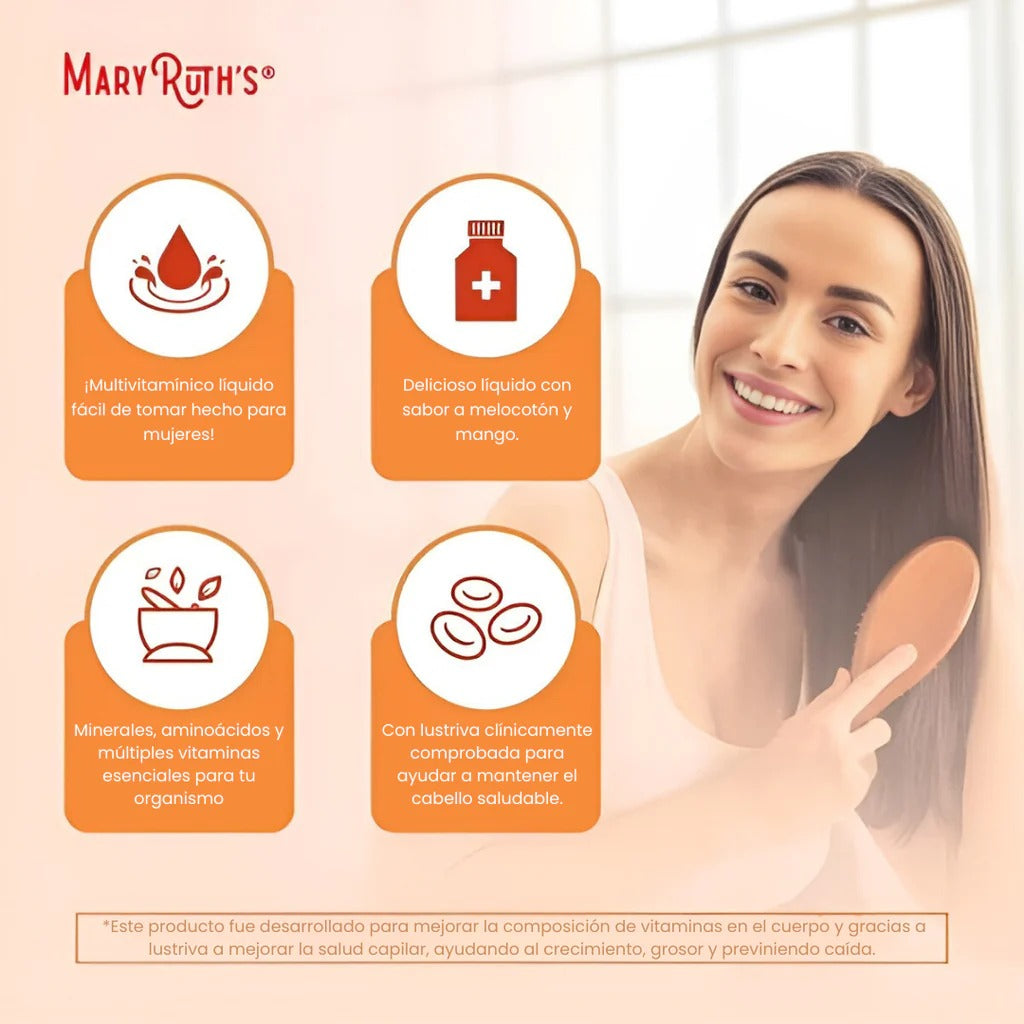 Suplemento multivitamínico multimineral de MARY RUTHS para mujeres + vitaminas para el crecimiento del cabello