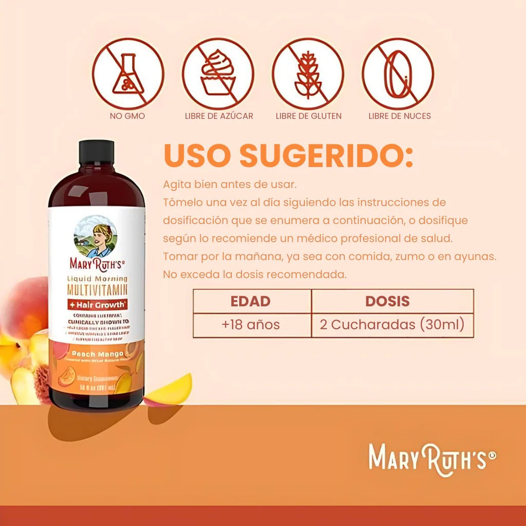 Suplemento multivitamínico multimineral de MARY RUTHS para mujeres + vitaminas para el crecimiento del cabello