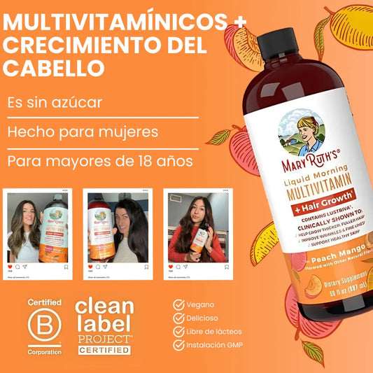 Suplemento multivitamínico multimineral de MARY RUTHS para mujeres + vitaminas para el crecimiento del cabello