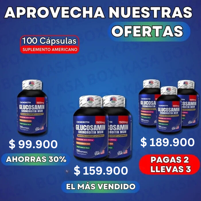 GLUCOSAMINA + CONDROITINA ULTRA FUERTE | Frasco x 100 Cápsulas | 1.500 mg